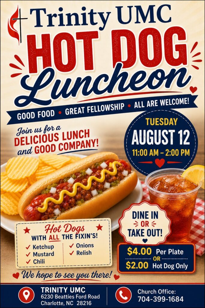 TUMC Hot Dog Luncheon Flyer Aug 12
